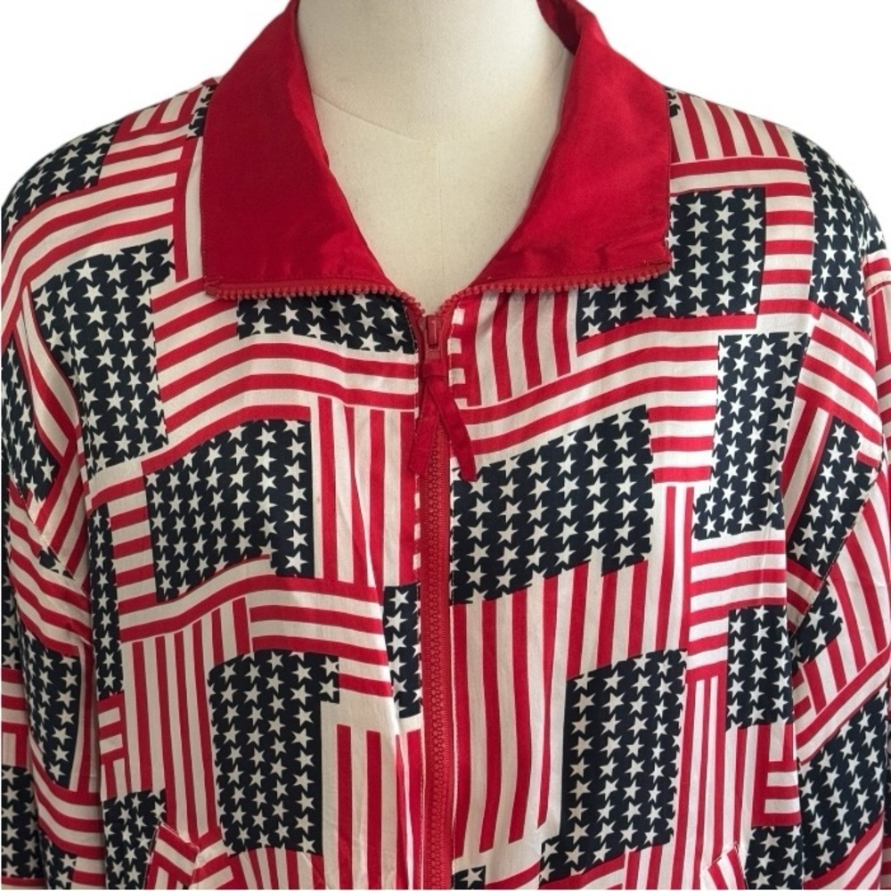 LAVON Vintage USA Flag Windbreaker Jacket L 4th of July Parade Party Patriotic - Picture 4 of 8